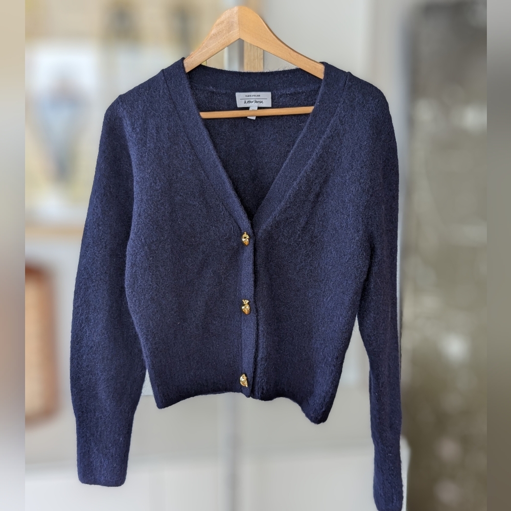 & Other Stories Navy Cardigan with Gold Buttons